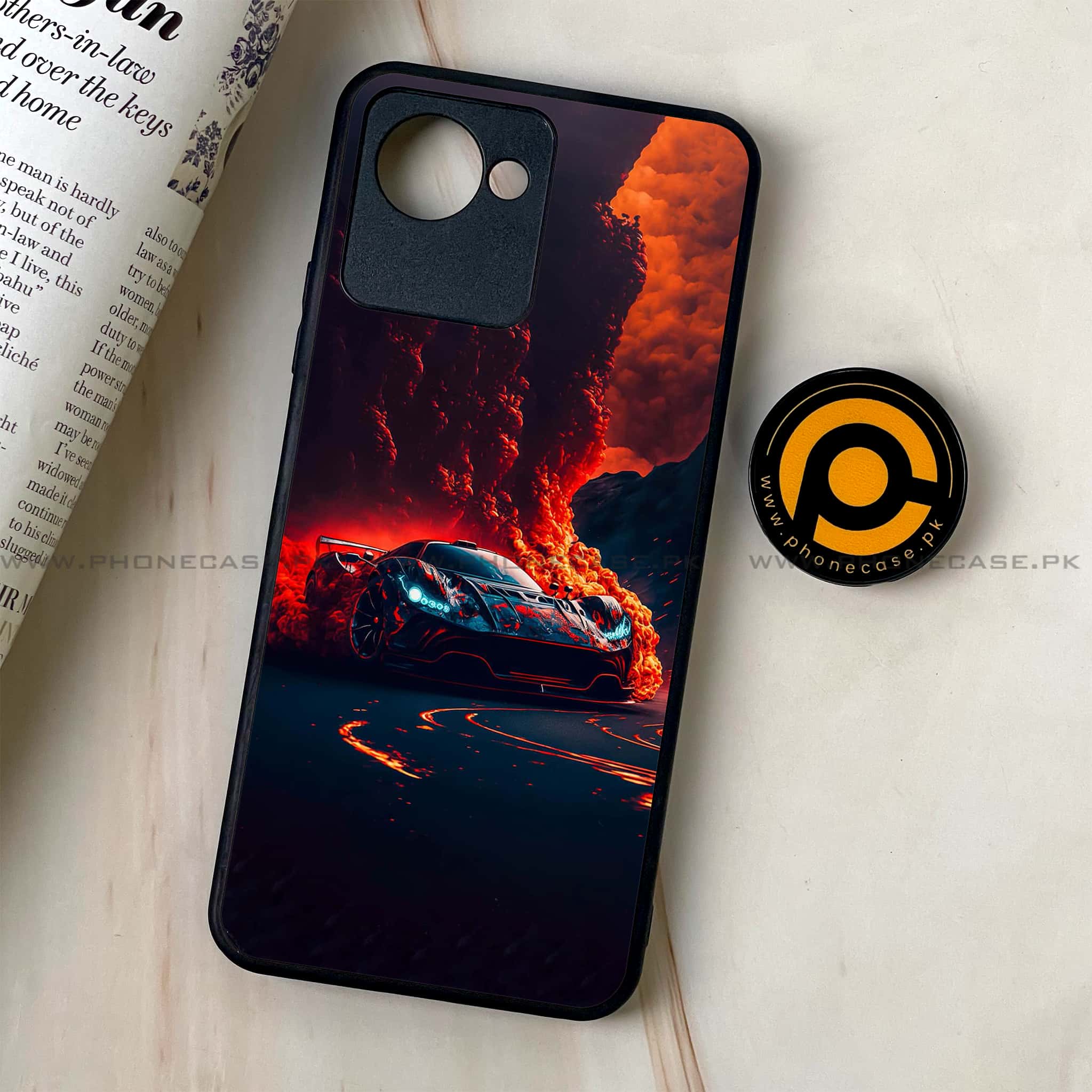 Realme C30 - Racing Series - Premium Printed Glass soft Bumper shock Proof Case