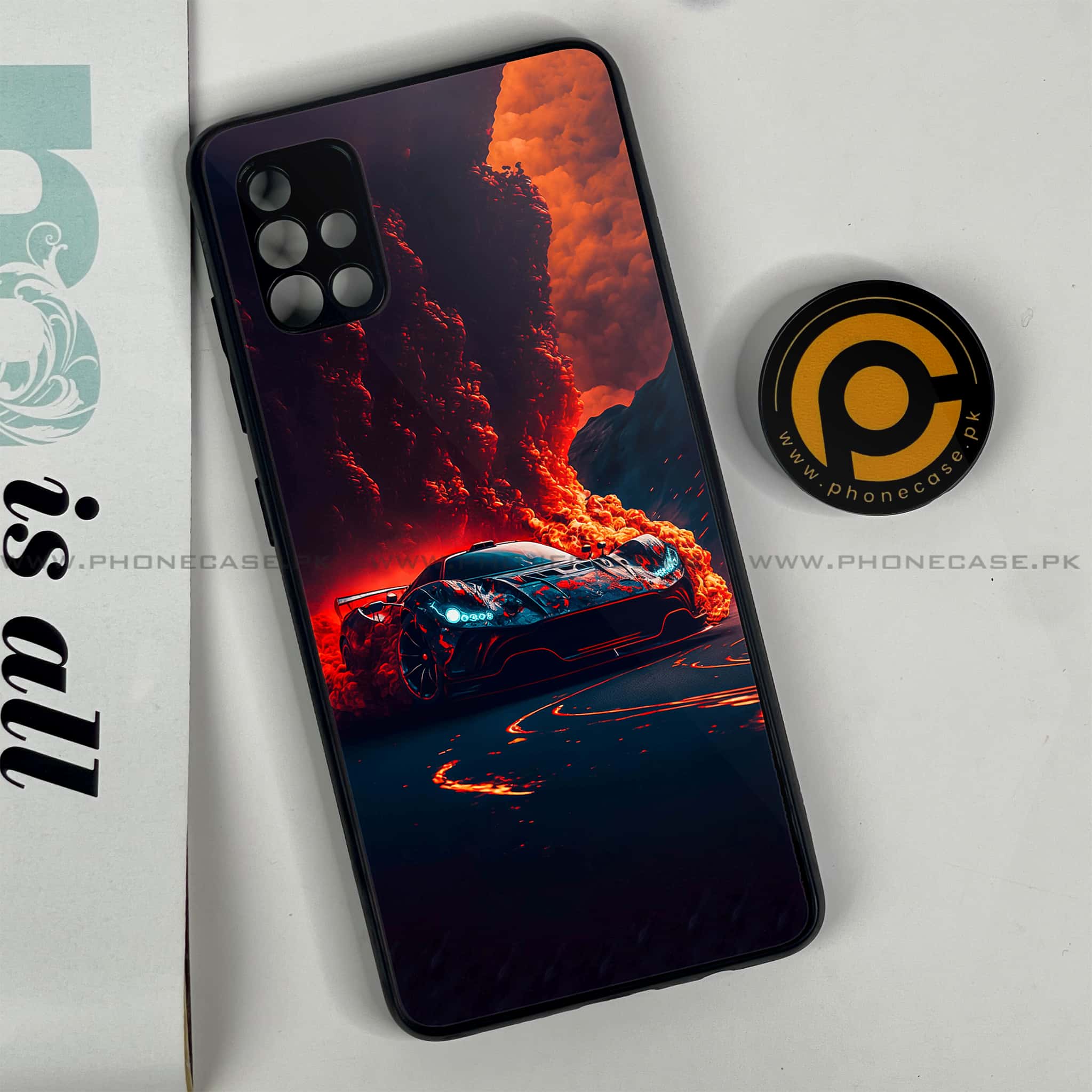 Samsung Galaxy A51 Racing Series Premium Printed Glass soft Bumper shock Proof Case