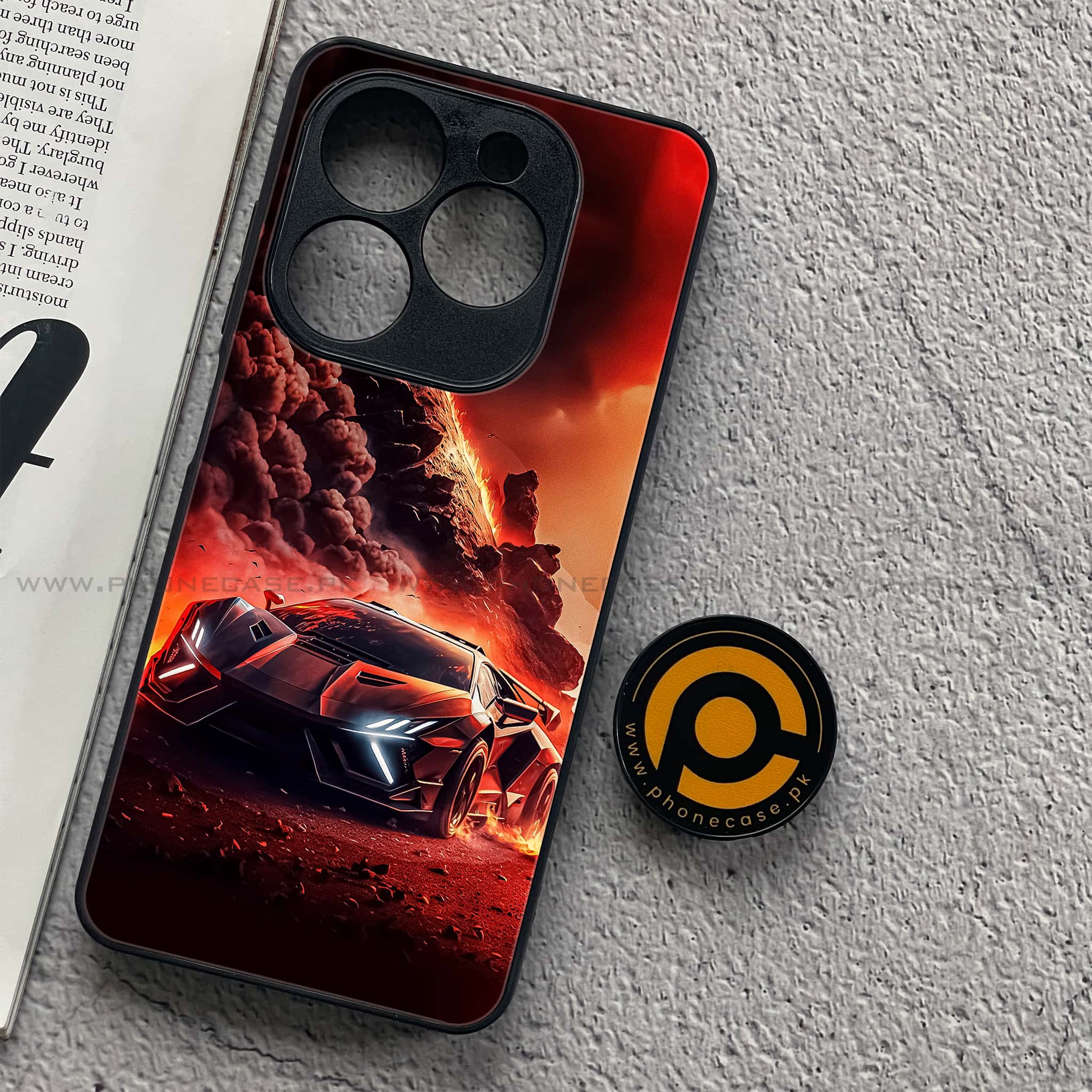 Tecno Spark 20C - Racing Series - Premium Printed Glass soft Bumper shock Proof Case