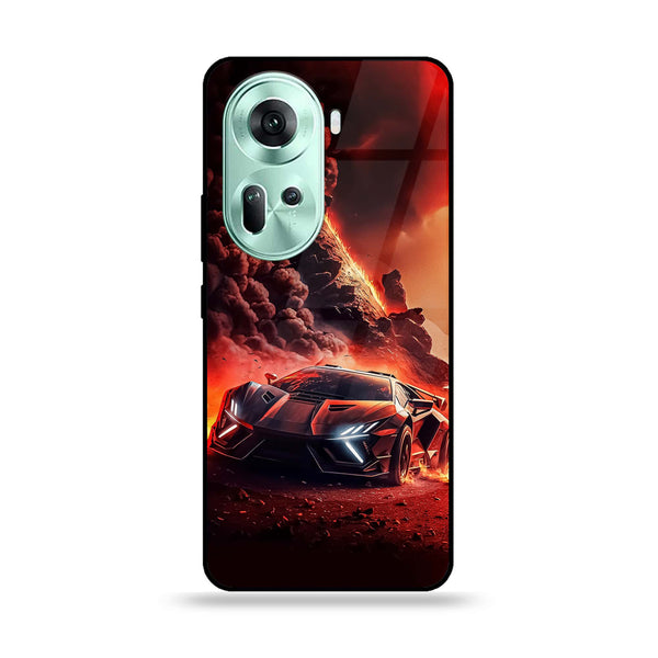 Oppo Reno 11 5G - Racing Design 7- Premium Printed Glass soft Bumper shock Proof Case CS-50212