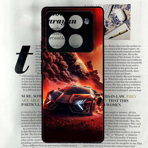 Infinix Note 40 Pro 4G - Racing Design 7 - Premium Printed Glass soft Bumper shock Proof Case CS-22951