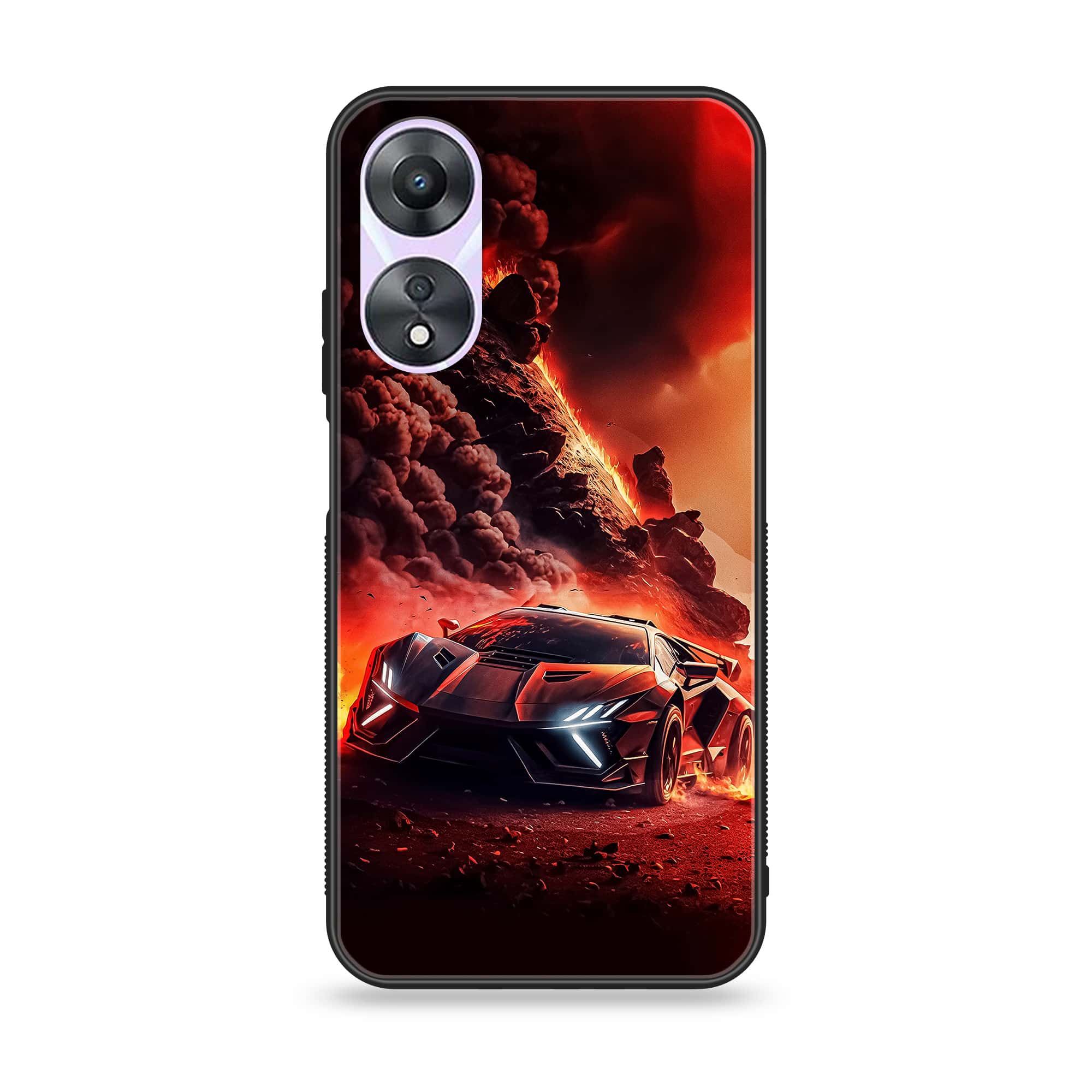 Oppo A78 4G - Racing Series - Premium Printed Glass soft Bumper shock Proof Case