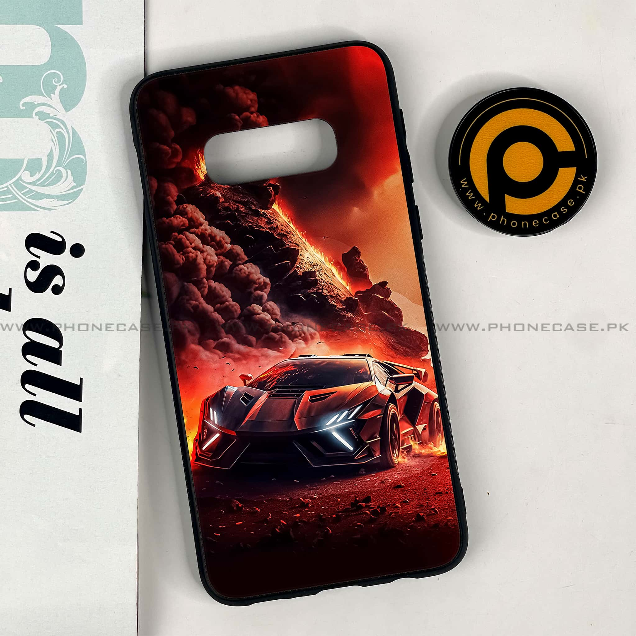 Galaxy S10e - Racing Series - Premium Printed Glass soft Bumper shock Proof Case