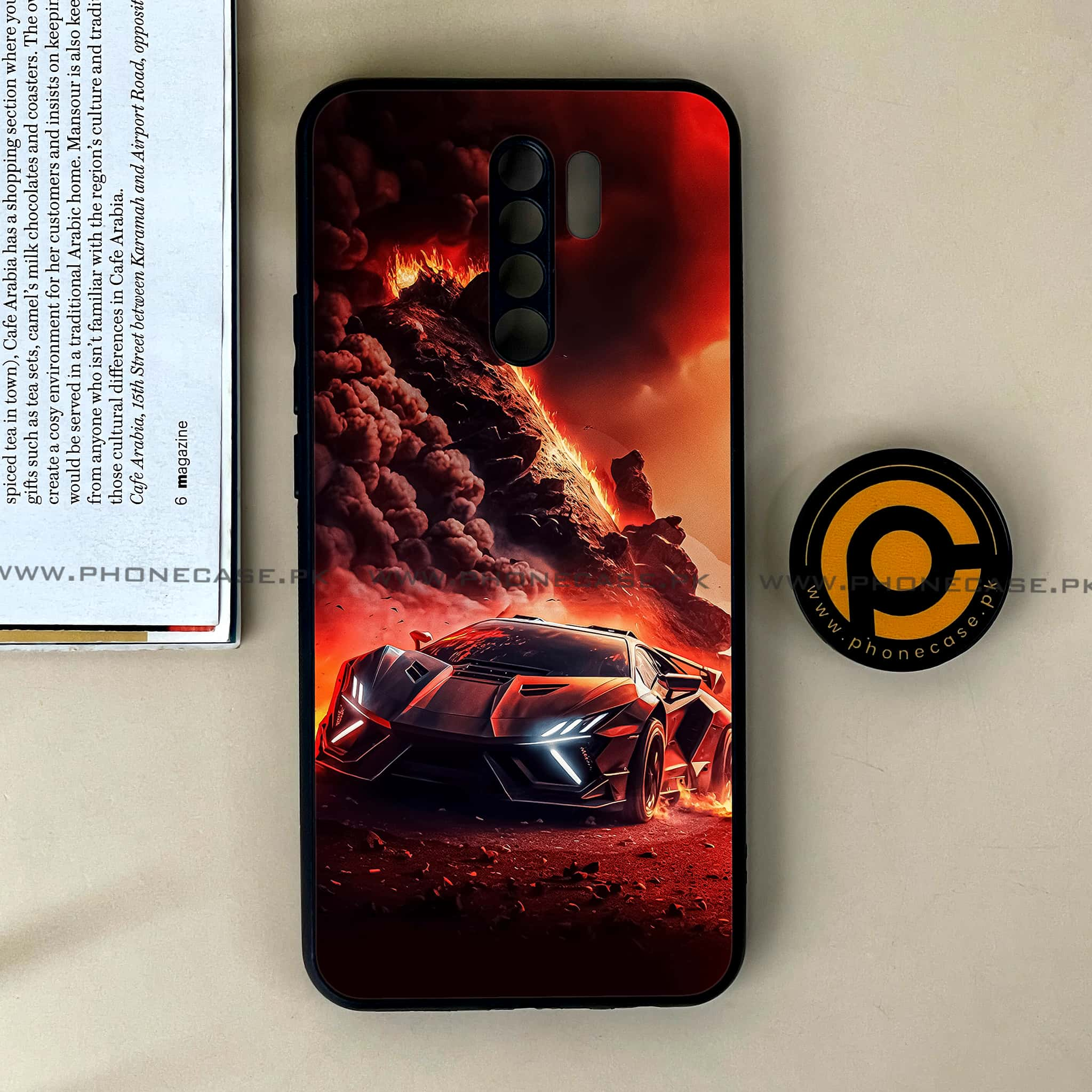 Xiaomi Redmi 9 - Racing Series - Premium Printed Glass soft Bumper shock Proof Case