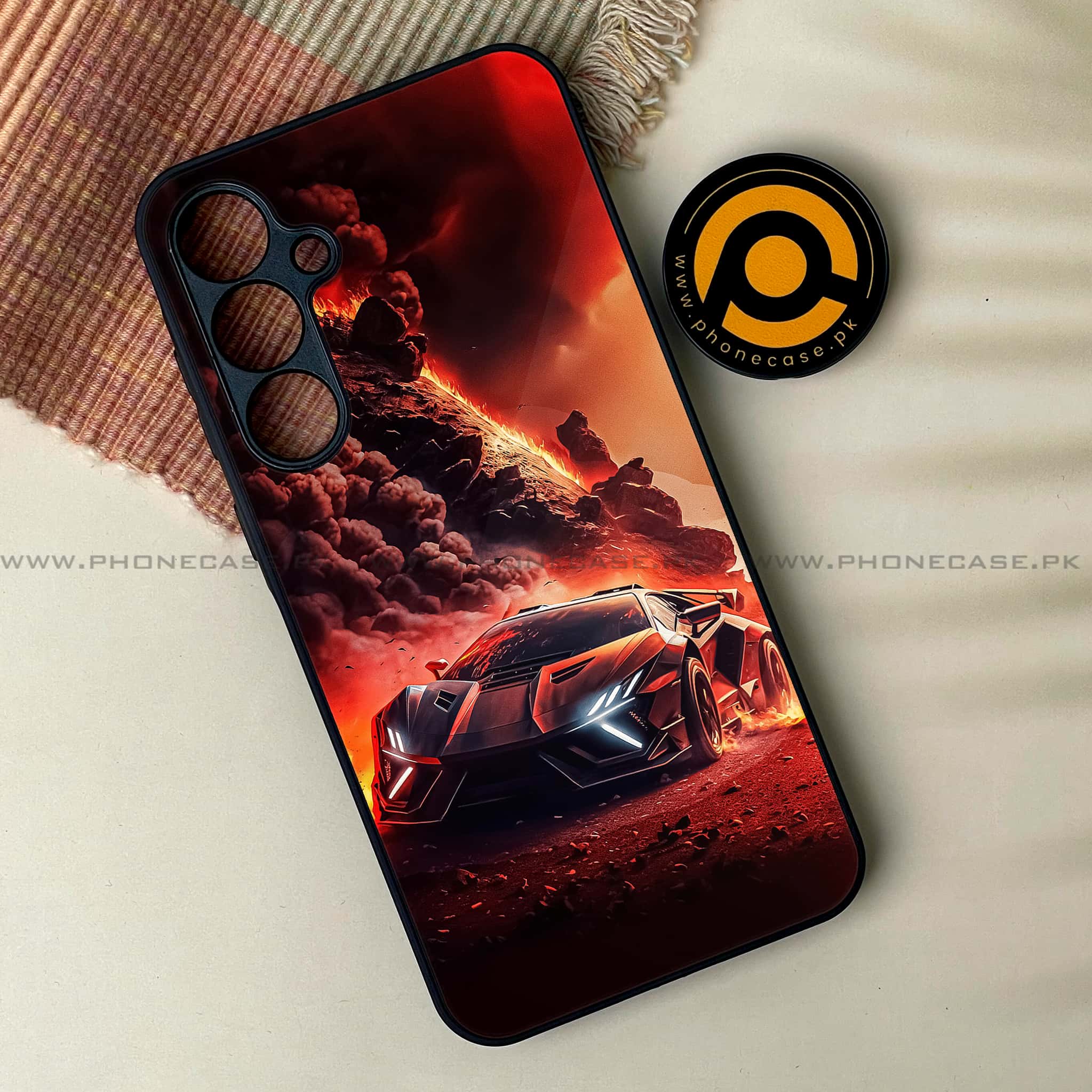 Samsung Galaxy A34 - Racing Series - Premium Printed Glass soft Bumper shock Proof Case