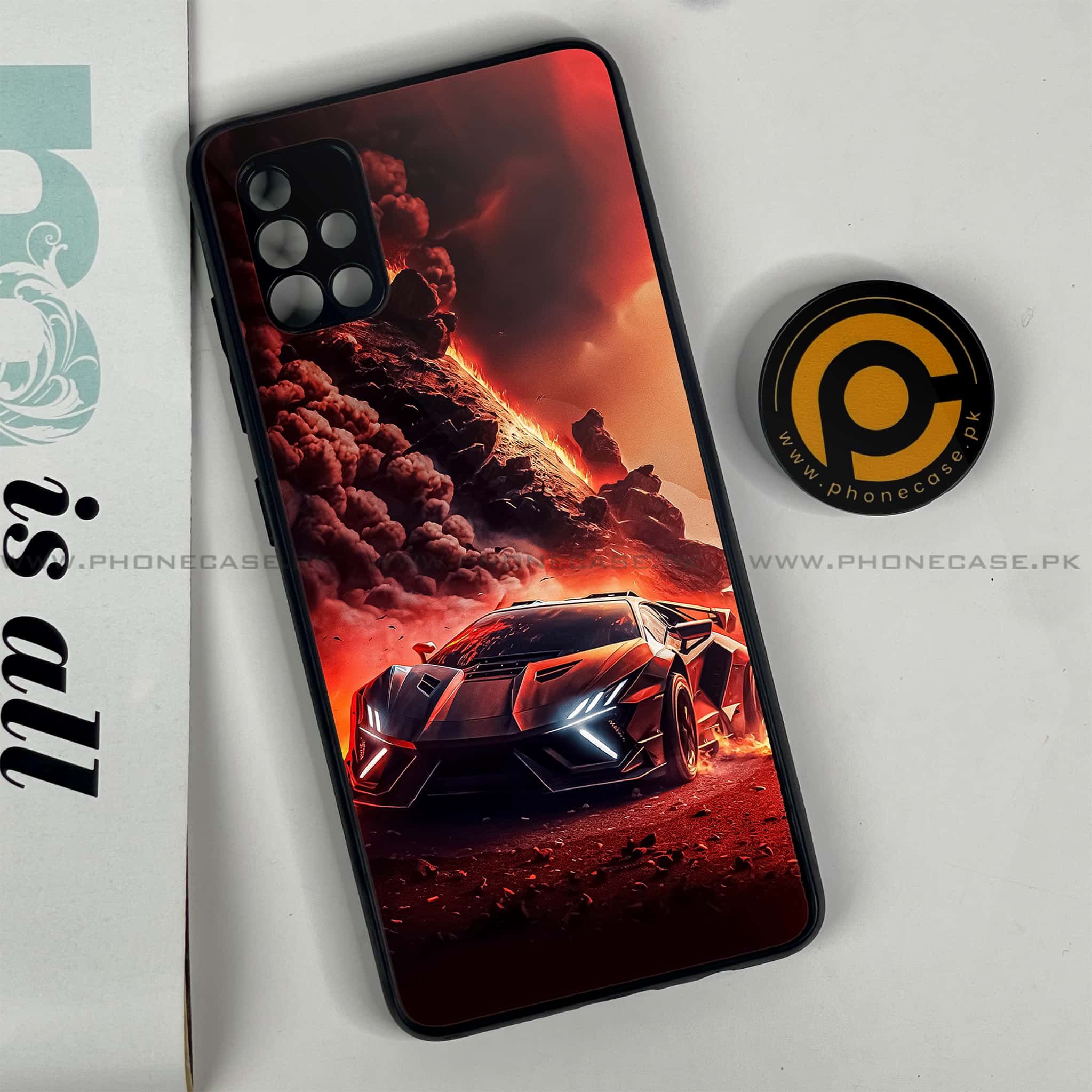 Samsung Galaxy A51 Racing Series Premium Printed Glass soft Bumper shock Proof Case