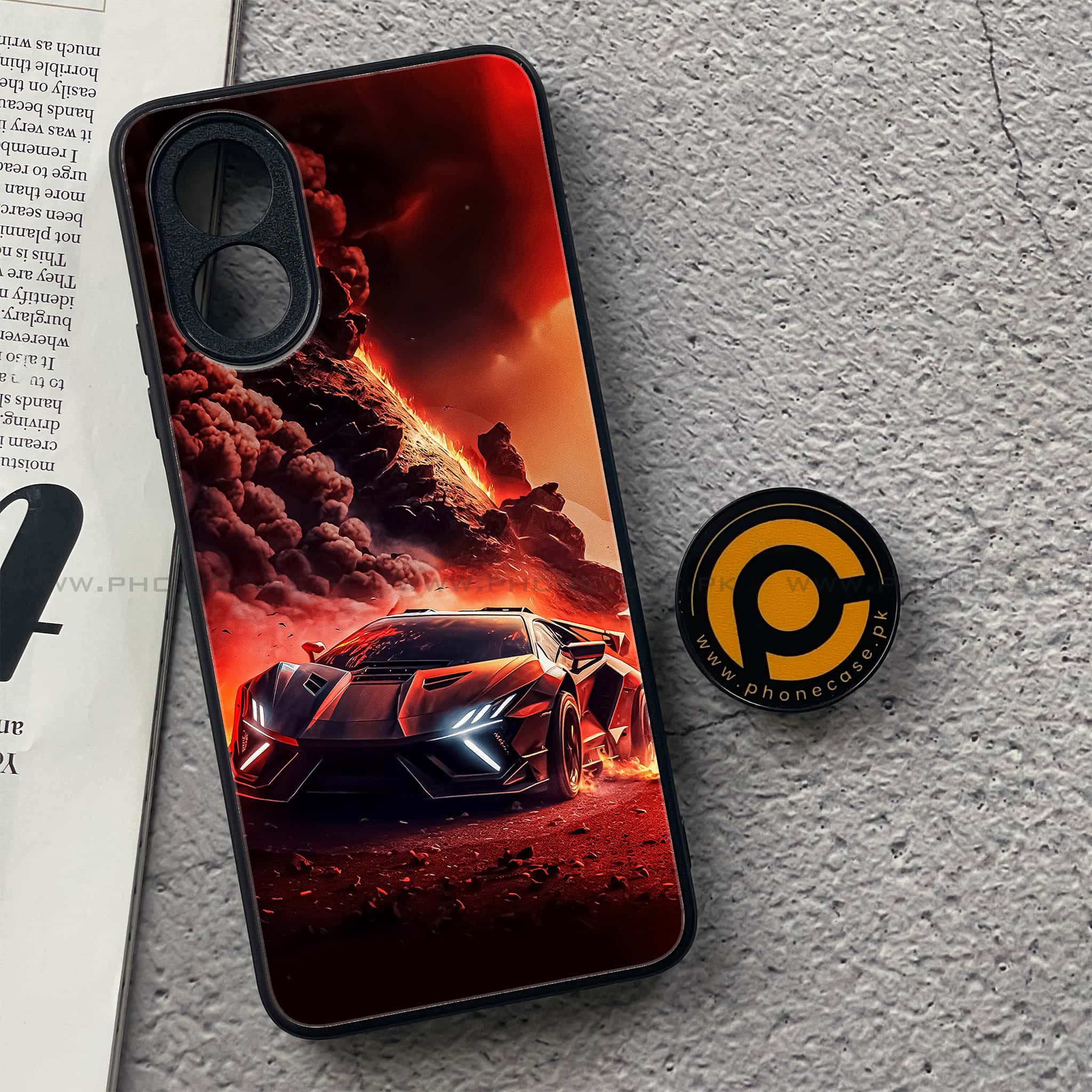 Oppo A18 4G - Racing Series - Premium Printed Glass soft Bumper shock Proof Case