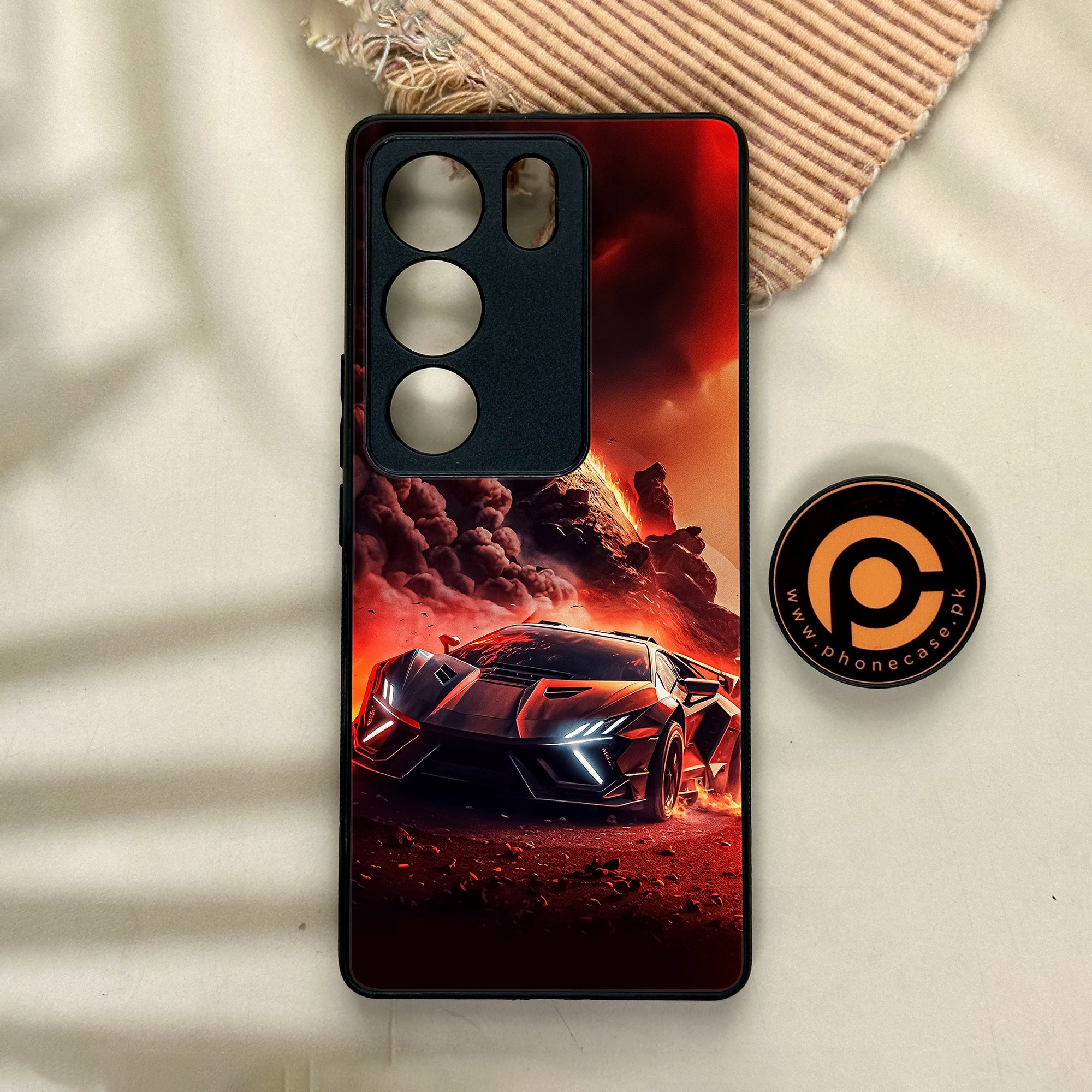 Vivo V29 - Racing Series - Premium Printed Glass soft Bumper shock Proof Case