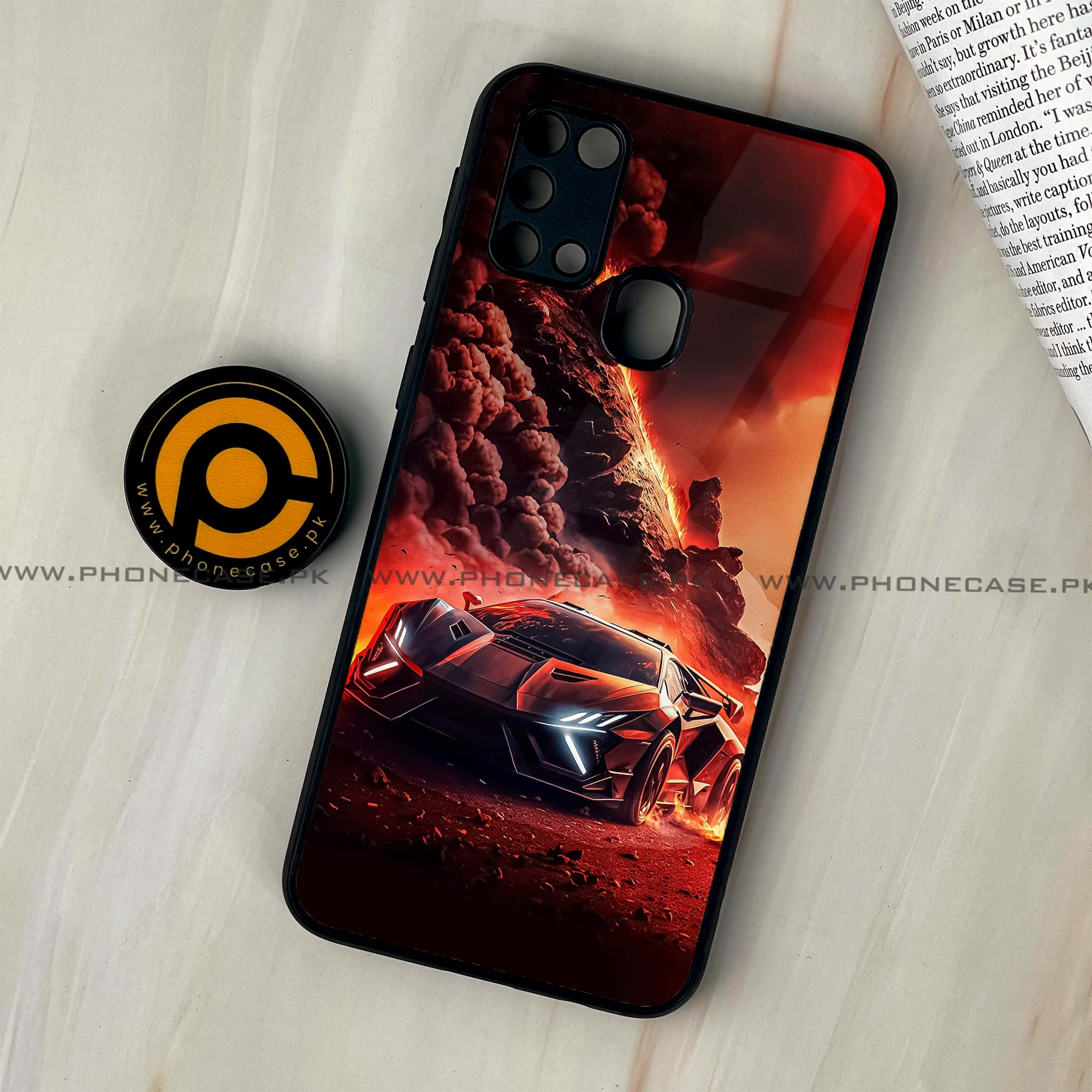 Galaxy M31 - Racing Series - Premium Printed Glass soft Bumper shock Proof Case