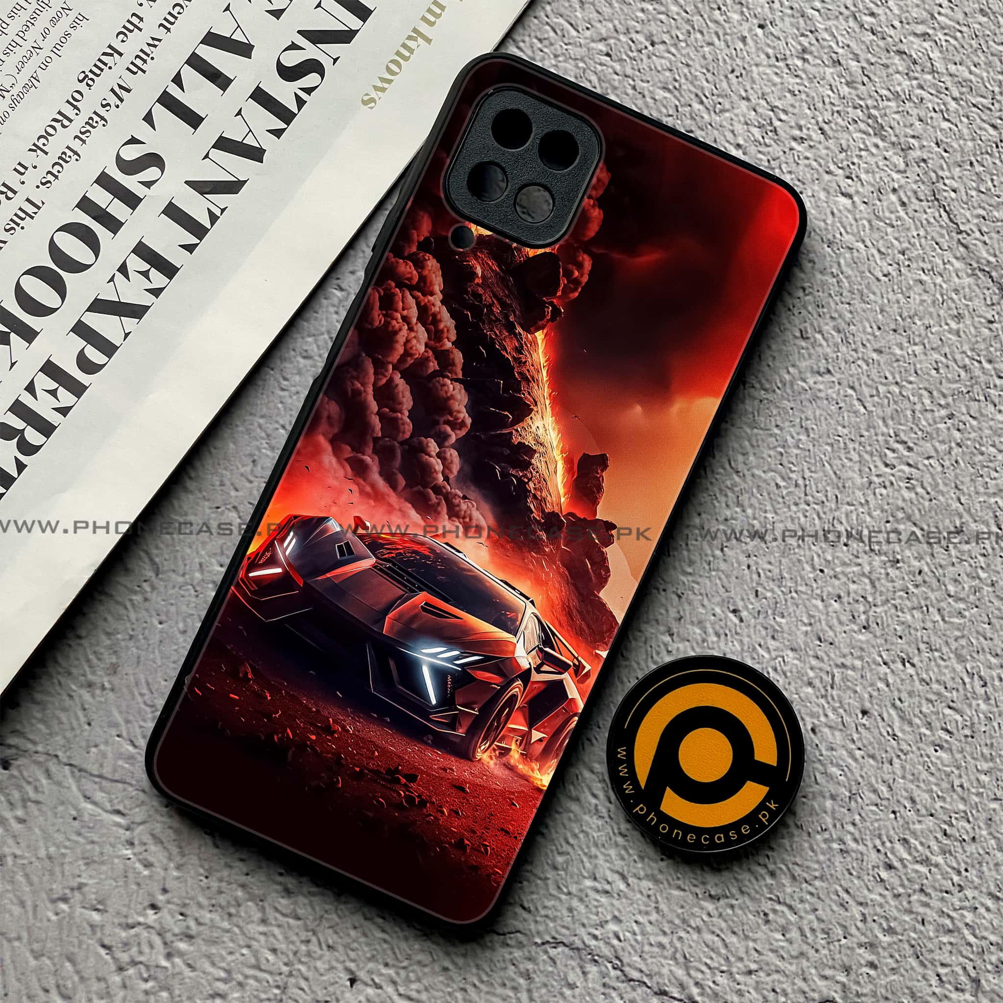 Samsung Galaxy A12 / A12 Nacho - Racing Series - Premium Printed Glass soft Bumper shock Proof Case