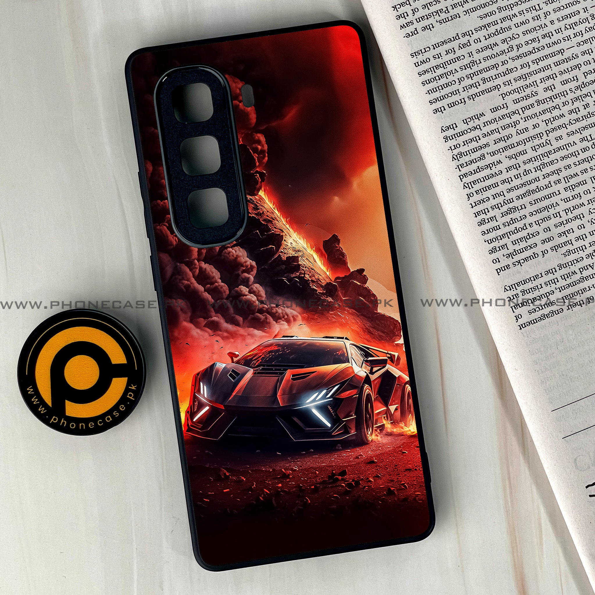 Infinix Hot 50 Pro Plus - Racing Series - Premium Printed Glass soft Bumper shock Proof Case