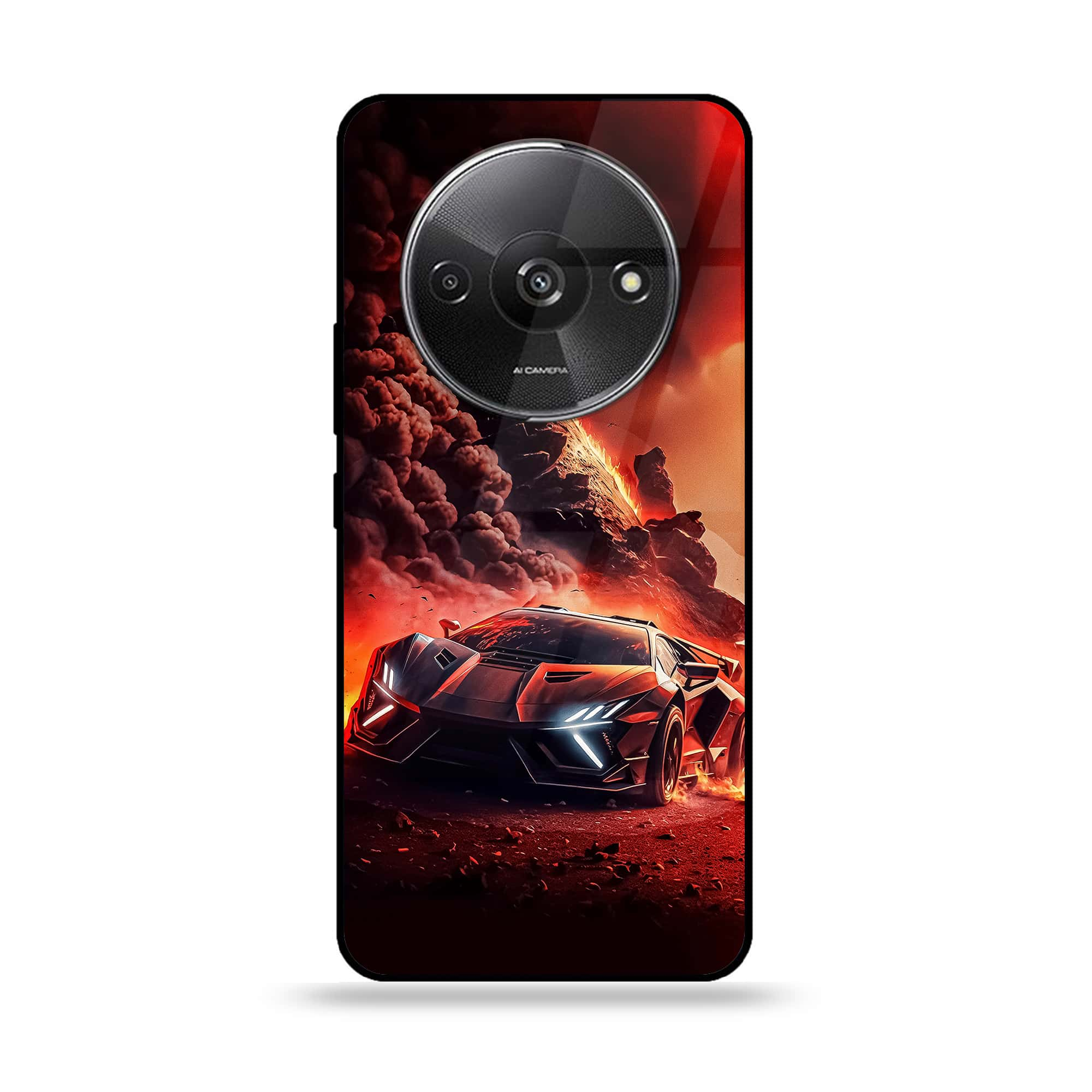 Xiaomi Redmi A3 - Racing Series - Premium Printed Glass soft Bumper shock Proof Case