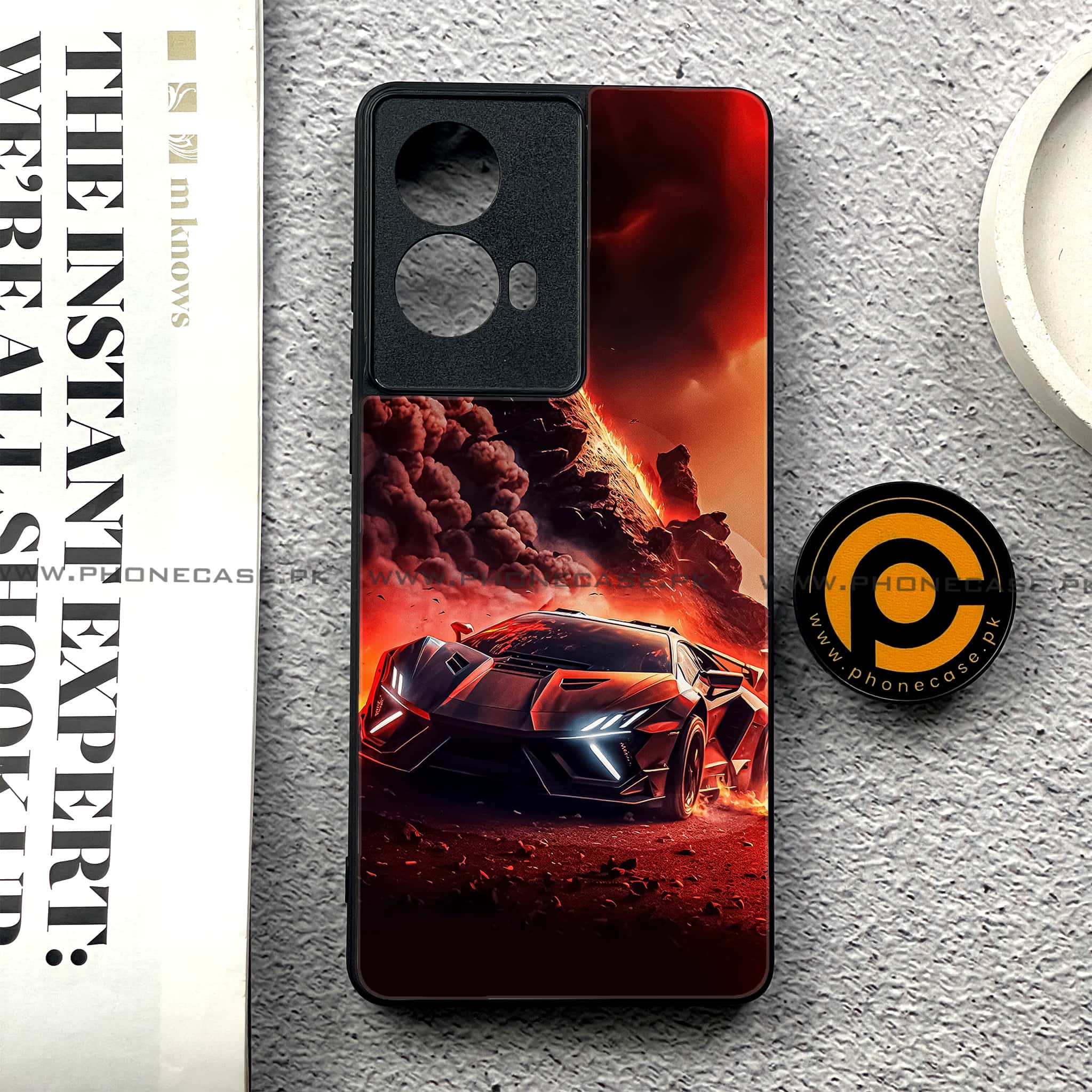 Moto G85 - Racing Series - Premium Printed Glass soft Bumper shock Proof Case