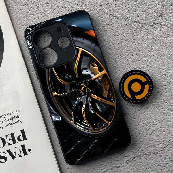 Xiaomi Redmi Note 14 - Racing Car Red Blade RIM - Premium Printed Glass soft Bumper Shock Proof Case