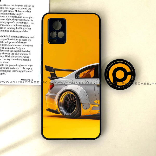 Vivo V20 - Racing Car - Premium Printed Glass soft Bumper Shock Proof Case