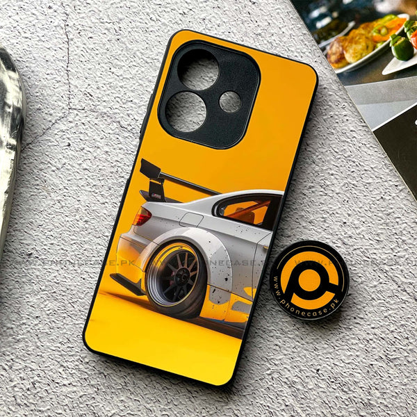 Oppo A3x - Racing Car - Premium Printed Glass soft Bumper shock Proof Case