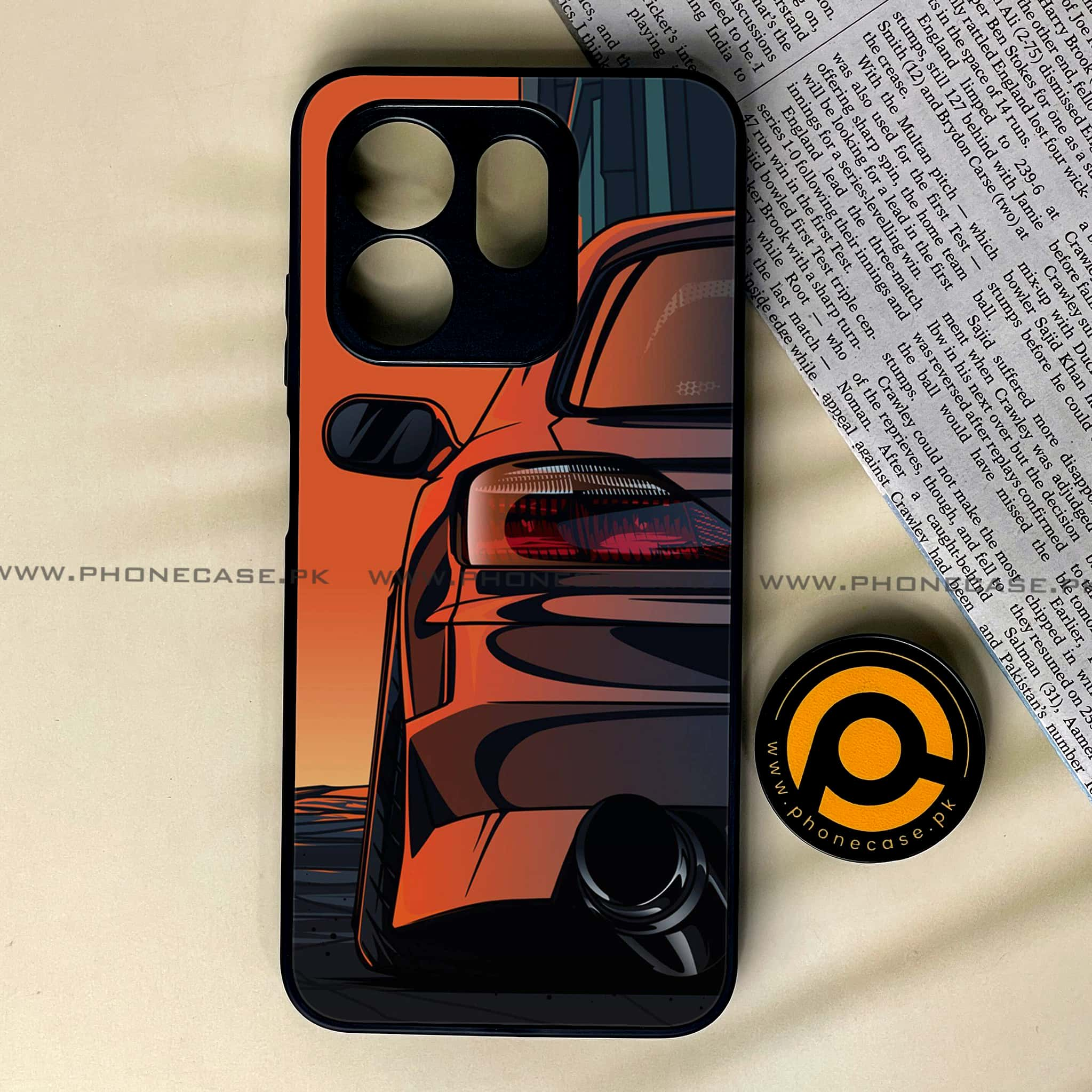 Infinix Hot 50i - Racing 2.0 Series - Premium Printed Glass soft Bumper shock Proof Case