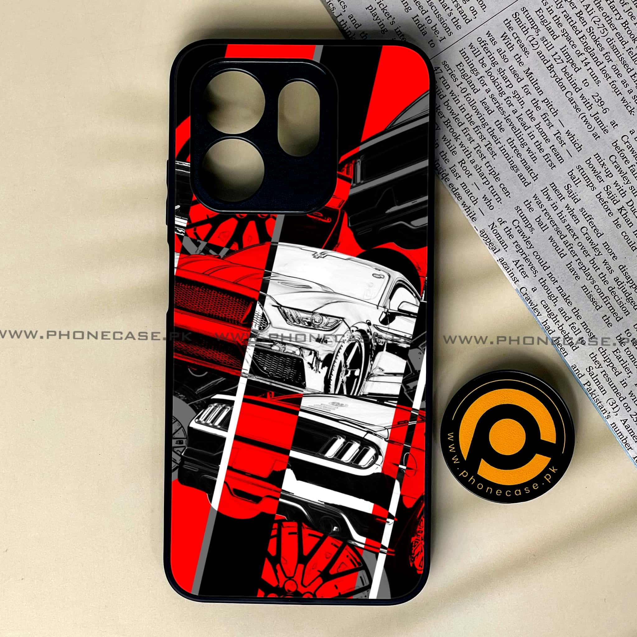 Infinix Hot 50i - Racing 2.0 Series - Premium Printed Glass soft Bumper shock Proof Case