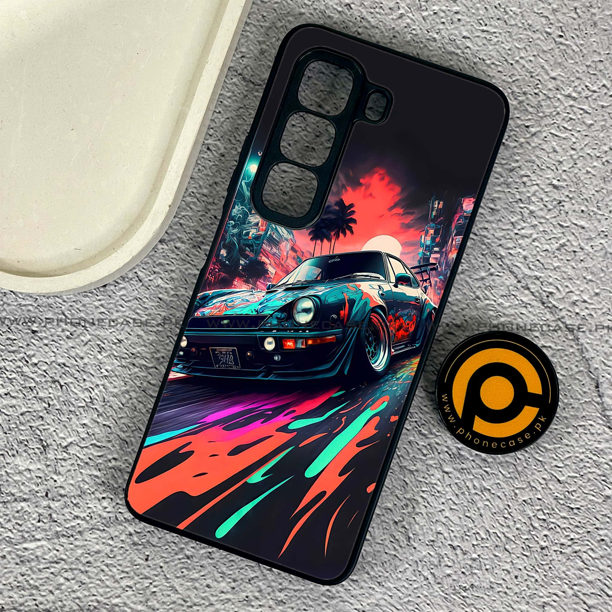 Infinix Hot 50 Pro - Racing 2.0 Series - Premium Printed Glass soft Bumper shock Proof Case