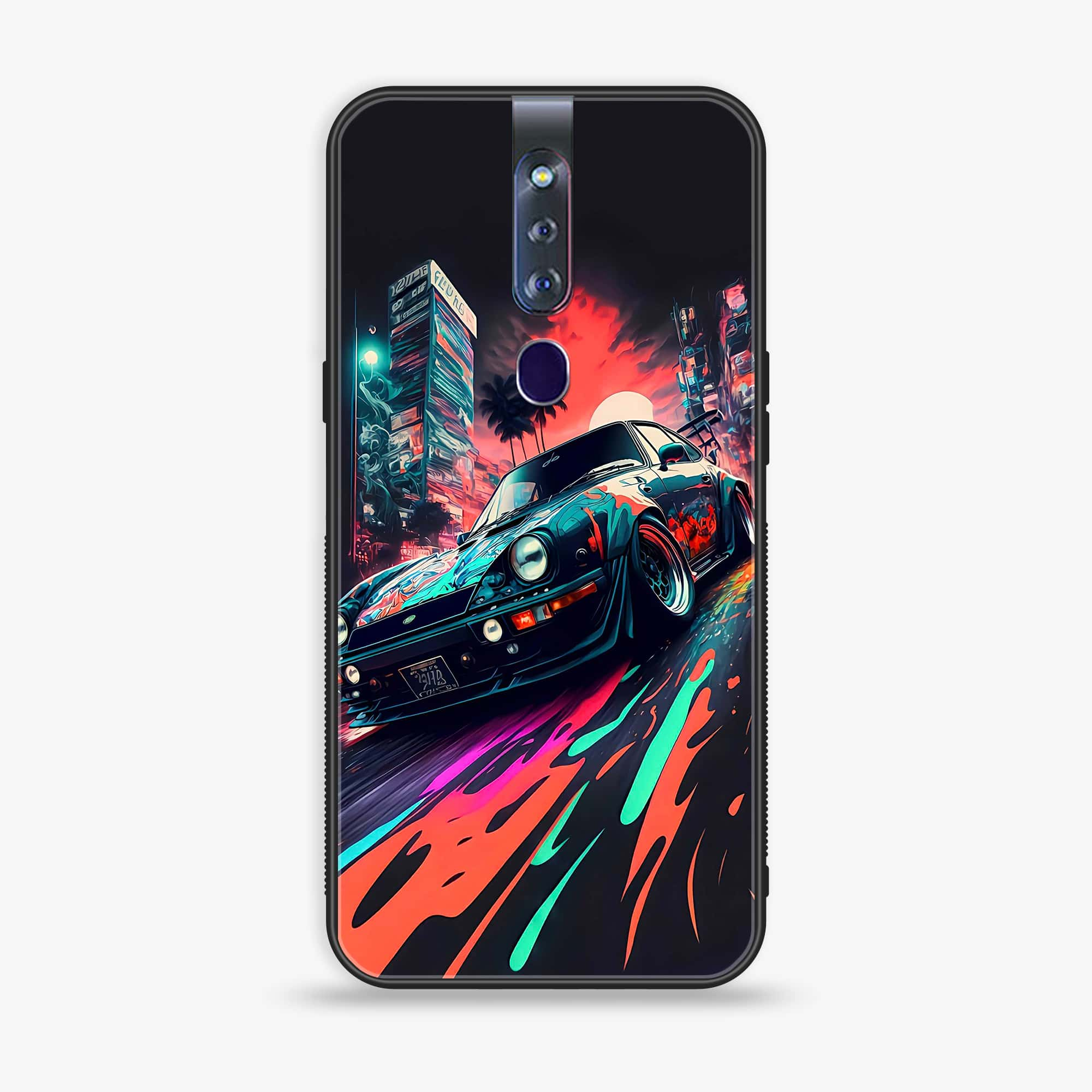 Oppo F11 Pro Racing Series 2.0 Premium Printed Glass soft Bumper shock Proof Case