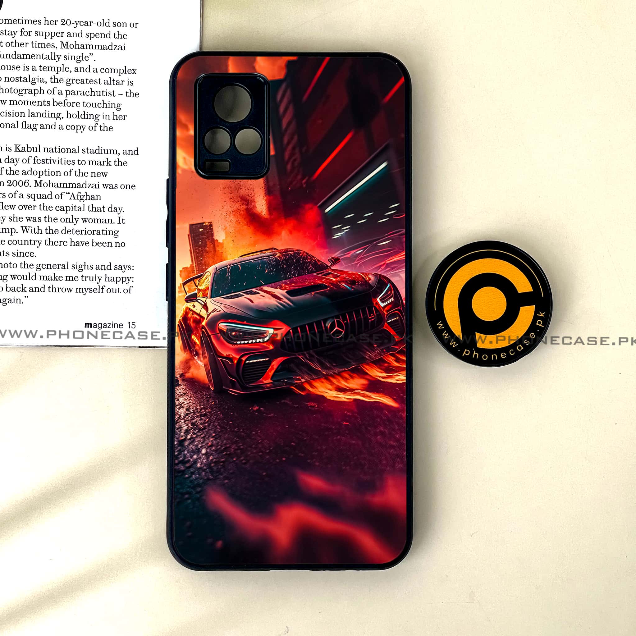 Vivo V20 - Racing 2.0 Series - Premium Printed Glass soft Bumper shock Proof Case