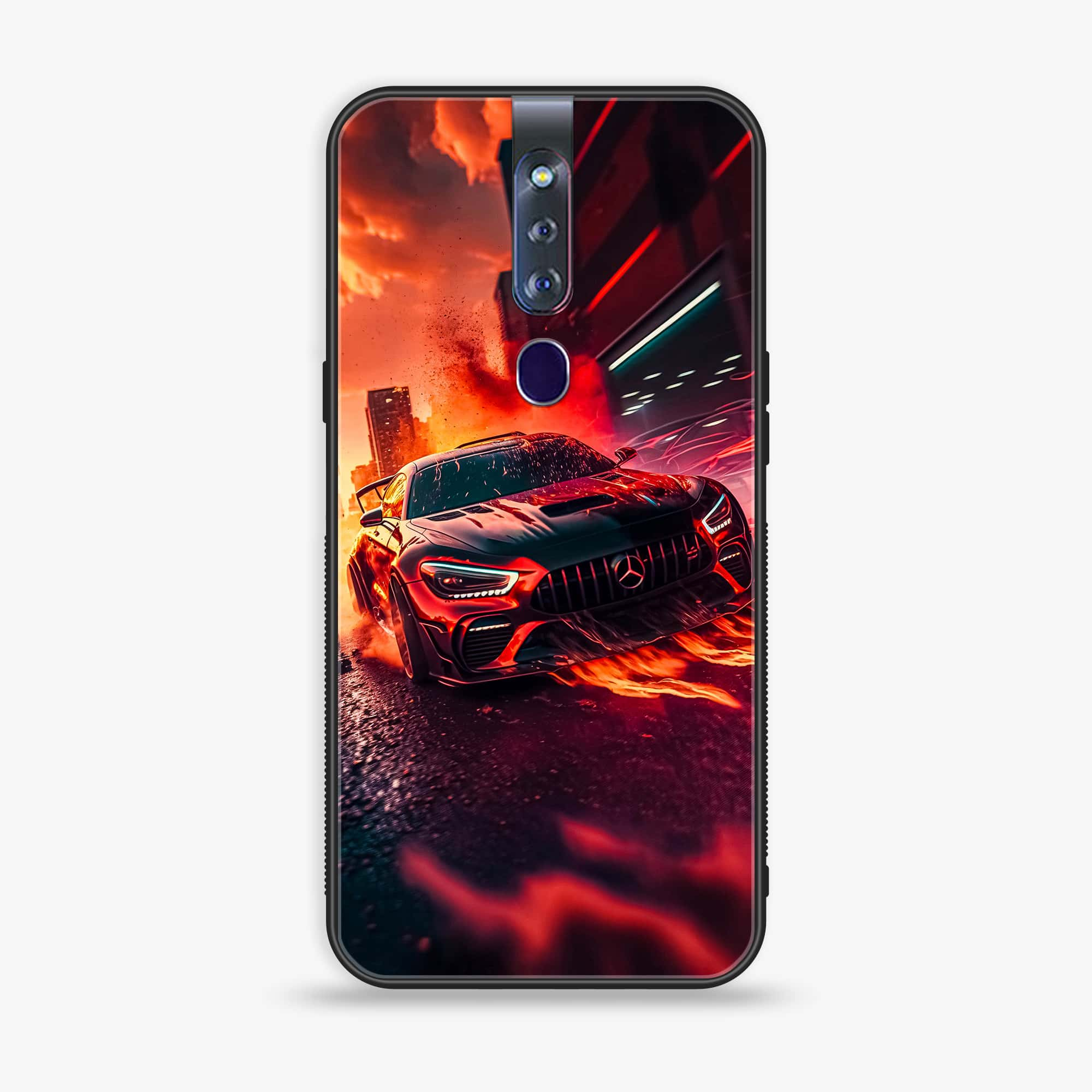 Oppo F11 Pro Racing Series 2.0 Premium Printed Glass soft Bumper shock Proof Case