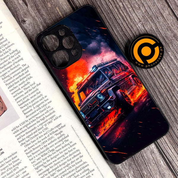 Xiaomi Redmi 12 - Racing Series - Premium Printed Glass soft Bumper shock Proof Case