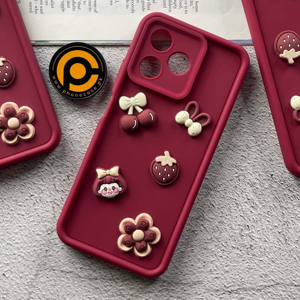 Realme C53 / C51 / Note 50  Cute 3D Cherry Flower Icons Silicon Case