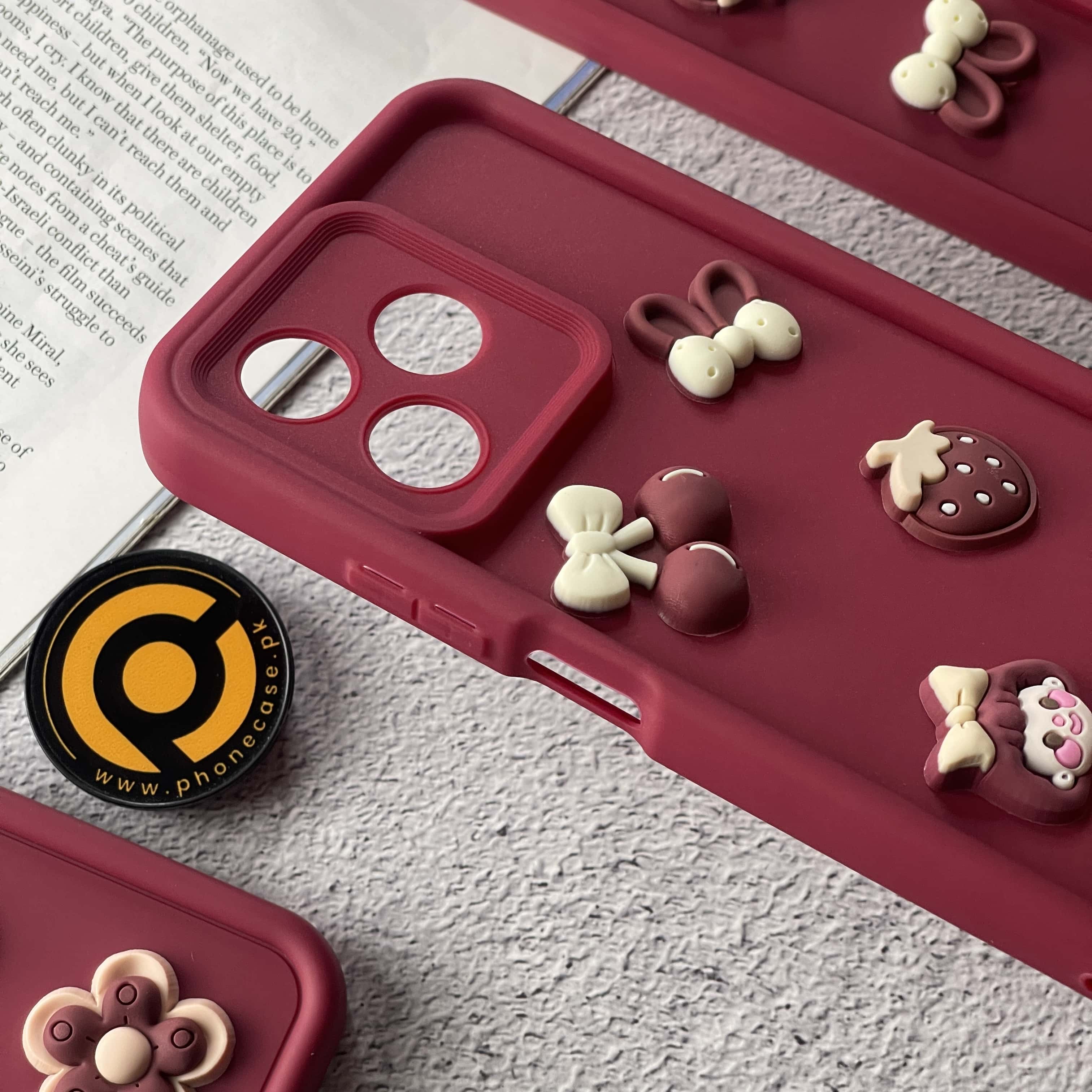 Realme Note 50 Cute 3D Cherry Flower Icons Silicon Case