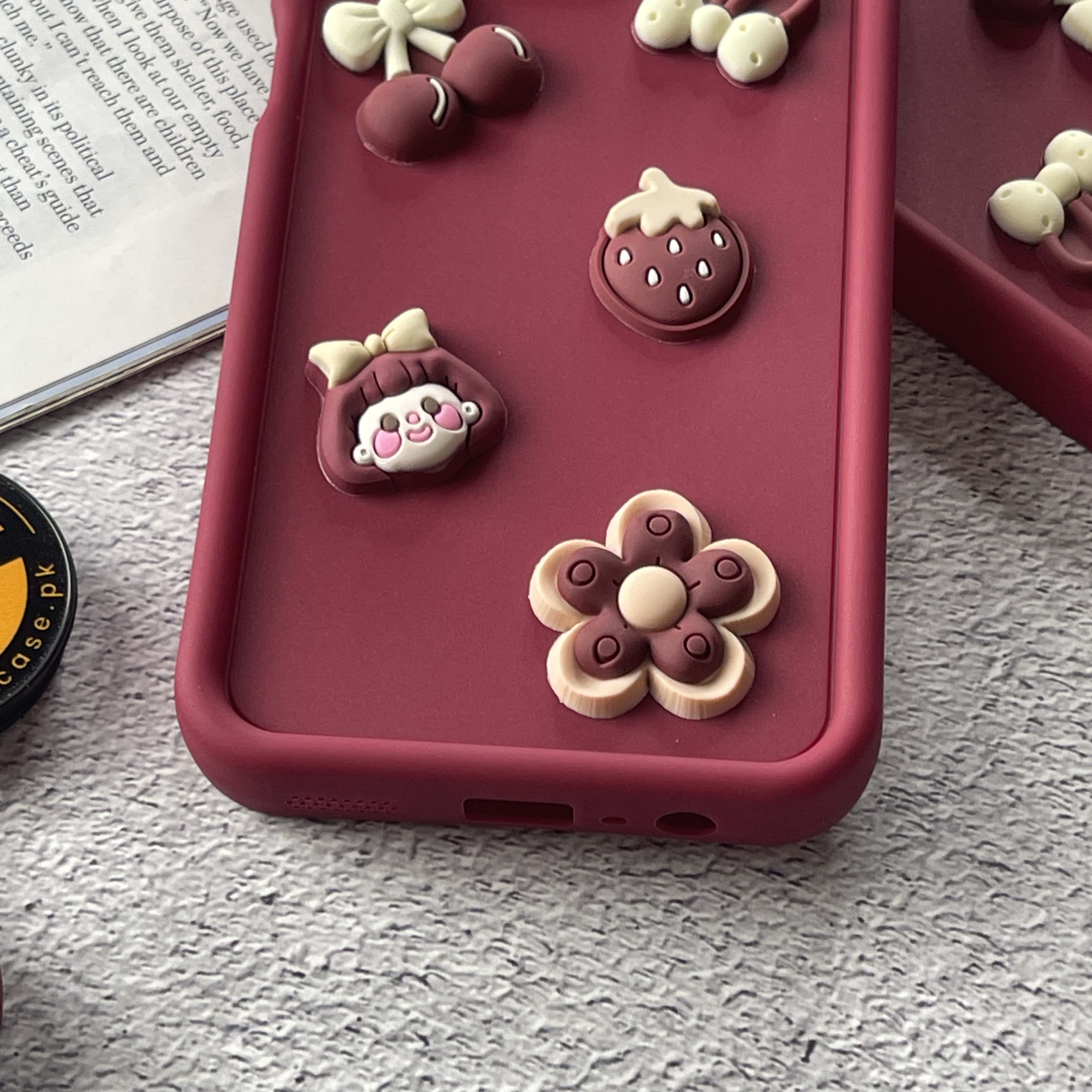 Realme Note 50 Cute 3D Cherry Flower Icons Silicon Case