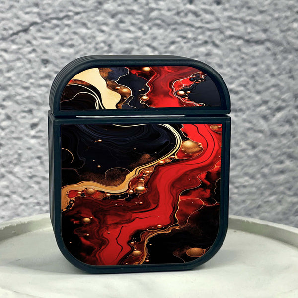 Apple Airpods 1/2 Case - Red Gold Marble - Front Back Premium Print