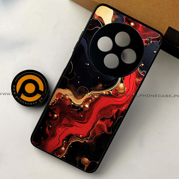 Oppo Reno 12F 4G - Red Gold Marble - Premium Printed Glass soft Bumper shock Proof Case