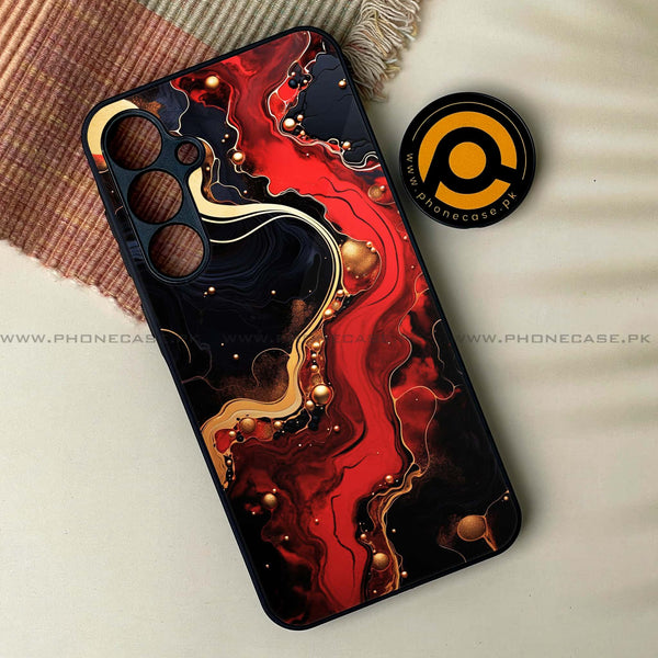 Samsung Galaxy A15 - Red Gold Marble - Premium Printed Glass soft Bumper Shock Proof Case CS-21819