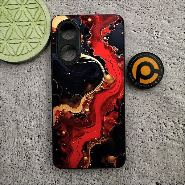 Xiaomi Poco X7 Pro 5G - Red Gold Marble -  Premium Printed Metal soft Bumper shock Proof Case