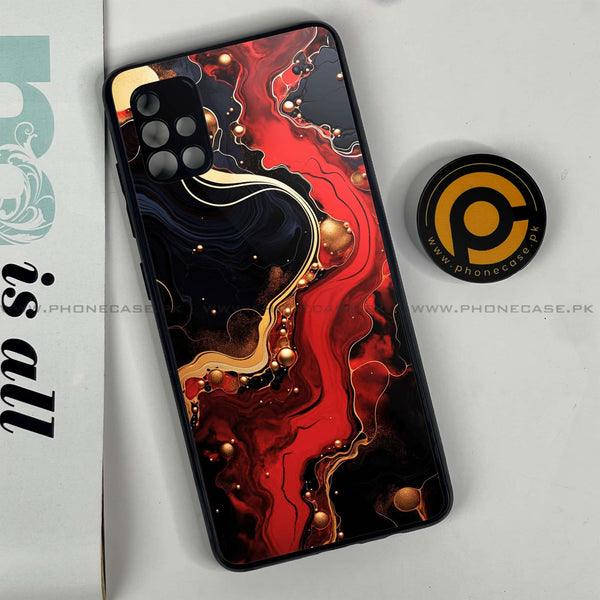 Samsung Galaxy A51 - Red Gold Marble - Premium Printed Glass soft Bumper Shock Proof Case
