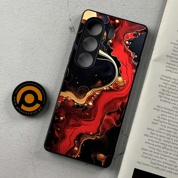 Tecno Camon 40 Pro - Red Gold Marble - Premium Metal Printed Soft Bumper Shockproof Case