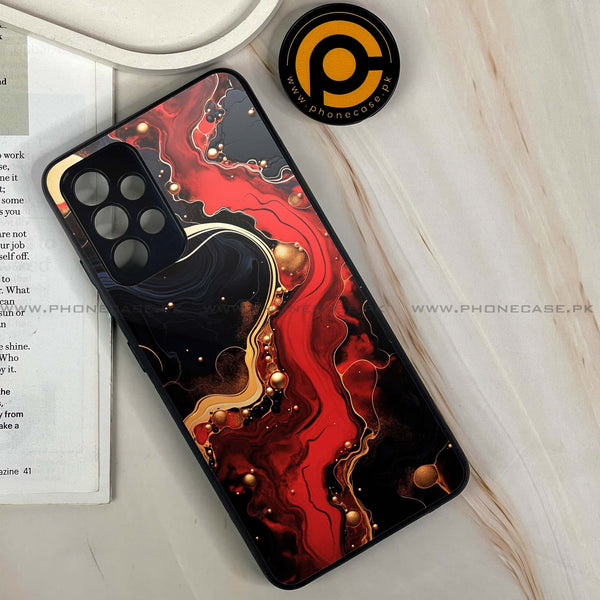 Samsung Galaxy A13 - Red Gold Marble - Premium Printed Glass soft Bumper Shock Proof Case