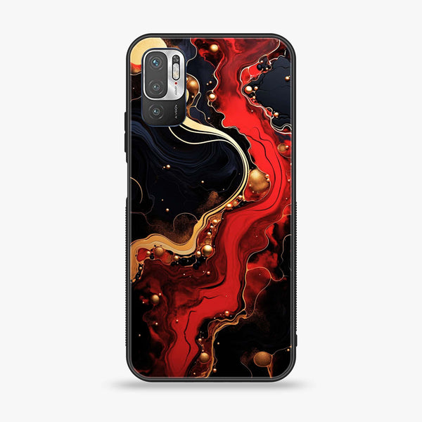 Xiaomi Redmi Note 10 5G - Red Gold Marble - Premium Printed Glass soft Bumper shock Proof Case