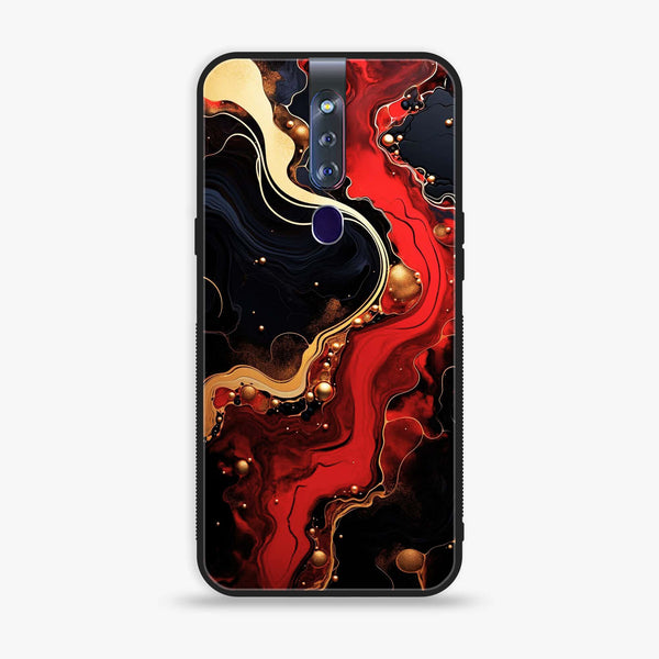 Oppo F11 Pro - Red Gold Marble - Premium Printed Glass soft Bumper shock Proof Case