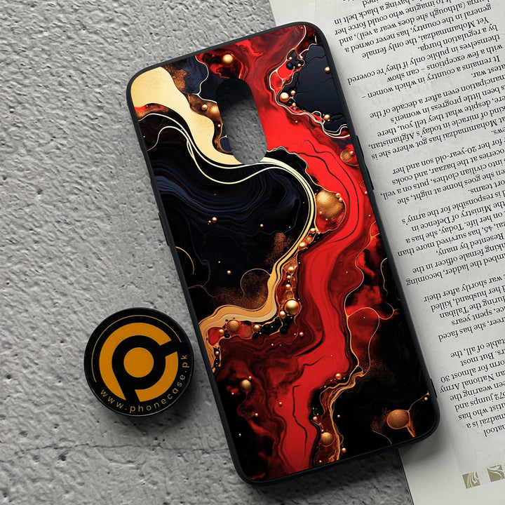 OnePlus 7 - Red Gold Marble - Premium Metal Printed soft Bumper Shock Proof Case