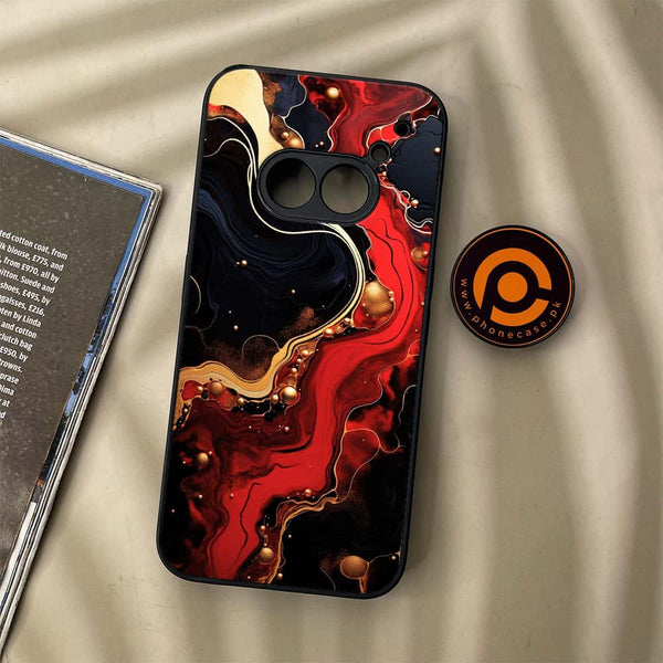 Nothing Phone (2a) - Red Gold Marble - Premium Metal Printed soft Bumper Shock Proof Case