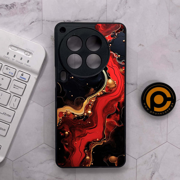 Tecno Camon 30 Premier - Red Gold Marble - Premium Metal Printed soft Bumper shock Proof Case