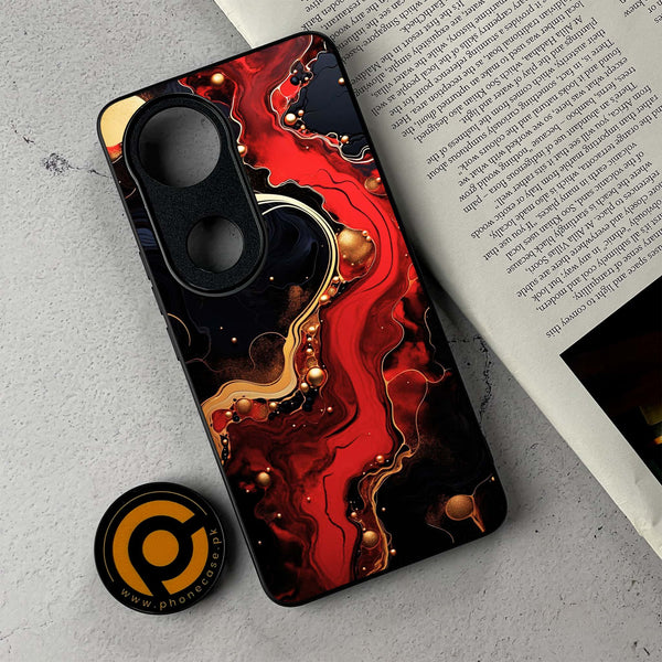 Vivo V50 - Red Gold Marble - Premium Metal Printed Soft Bumper Shockproof Case