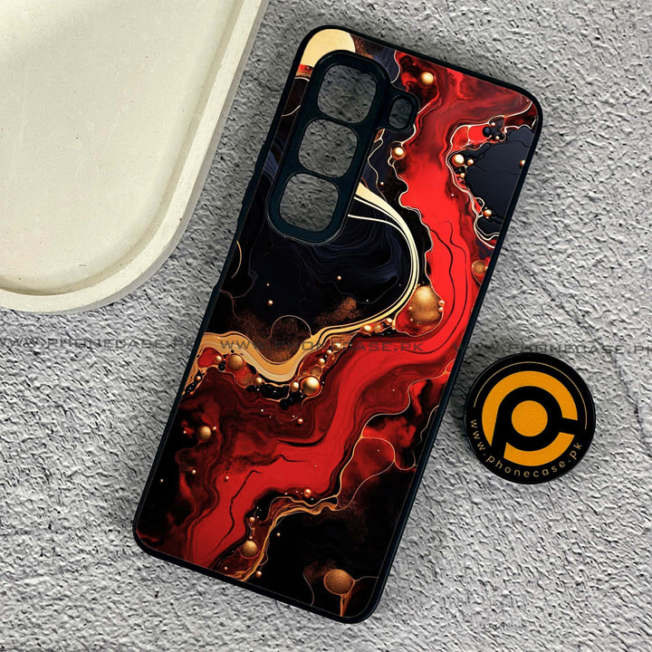 Infinix Hot 50 4G - Red Gold Marble - Premium Metal Printed soft Bumper shock Proof Case CS-41493