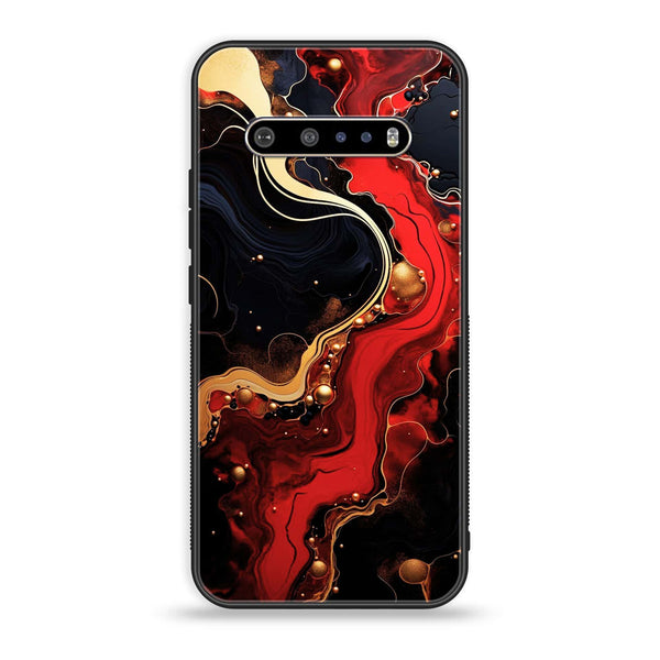 LG V60 - Red Gold Marble - Premium Printed Glass soft Bumper Shock Proof Case