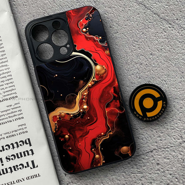 iPhone 15 Pro Max - Red Gold Marble - Premium Metal Printed soft Bumper shock Proof Case