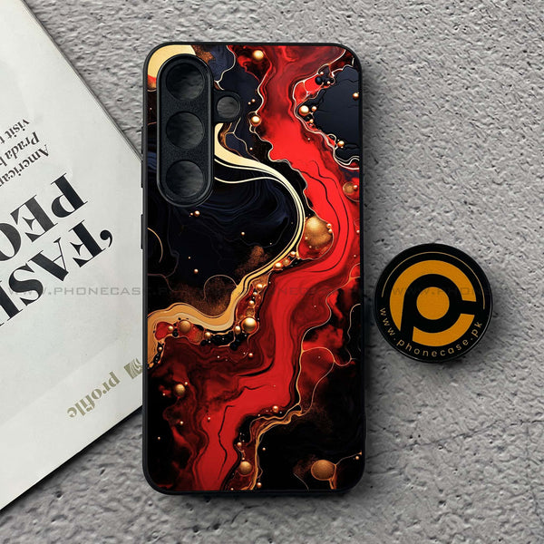 Samsung Galaxy S25 FE - Red Gold Marble - Premium Metal Printed soft Bumper shock Proof Case