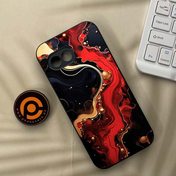 Google Pixel 9a - Red Gold Marble - Premium Metal Printed soft Bumper Shock Proof Case