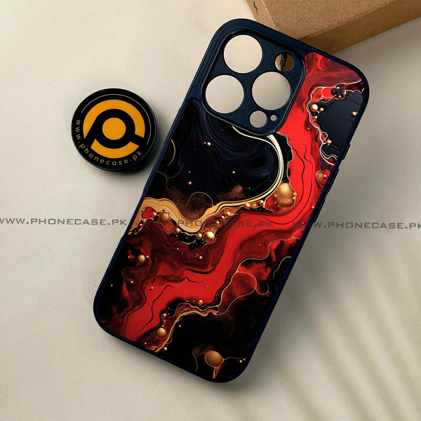 iPhone 16 Pro - Red Gold Marble - Premium Printed Glass soft Bumper shock Proof Case