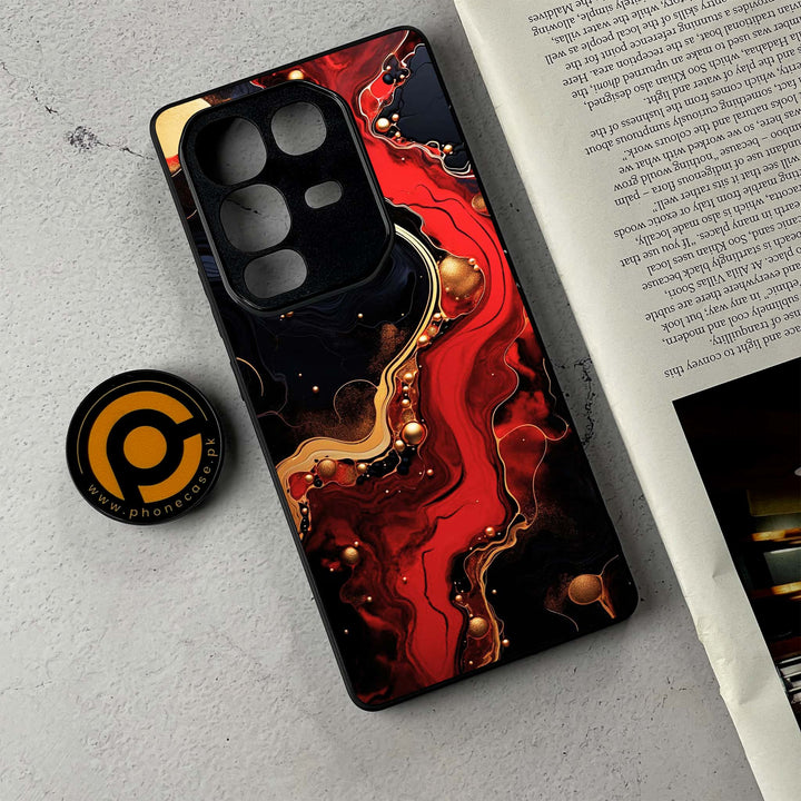 Infinix Note 50 Pro - Red Gold Marble - Premium Metal Printed Soft Bumper Shockproof Case